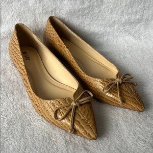 Anthropologie Maeve Sassy Snake Pattern Mules with Leather Bow - 7